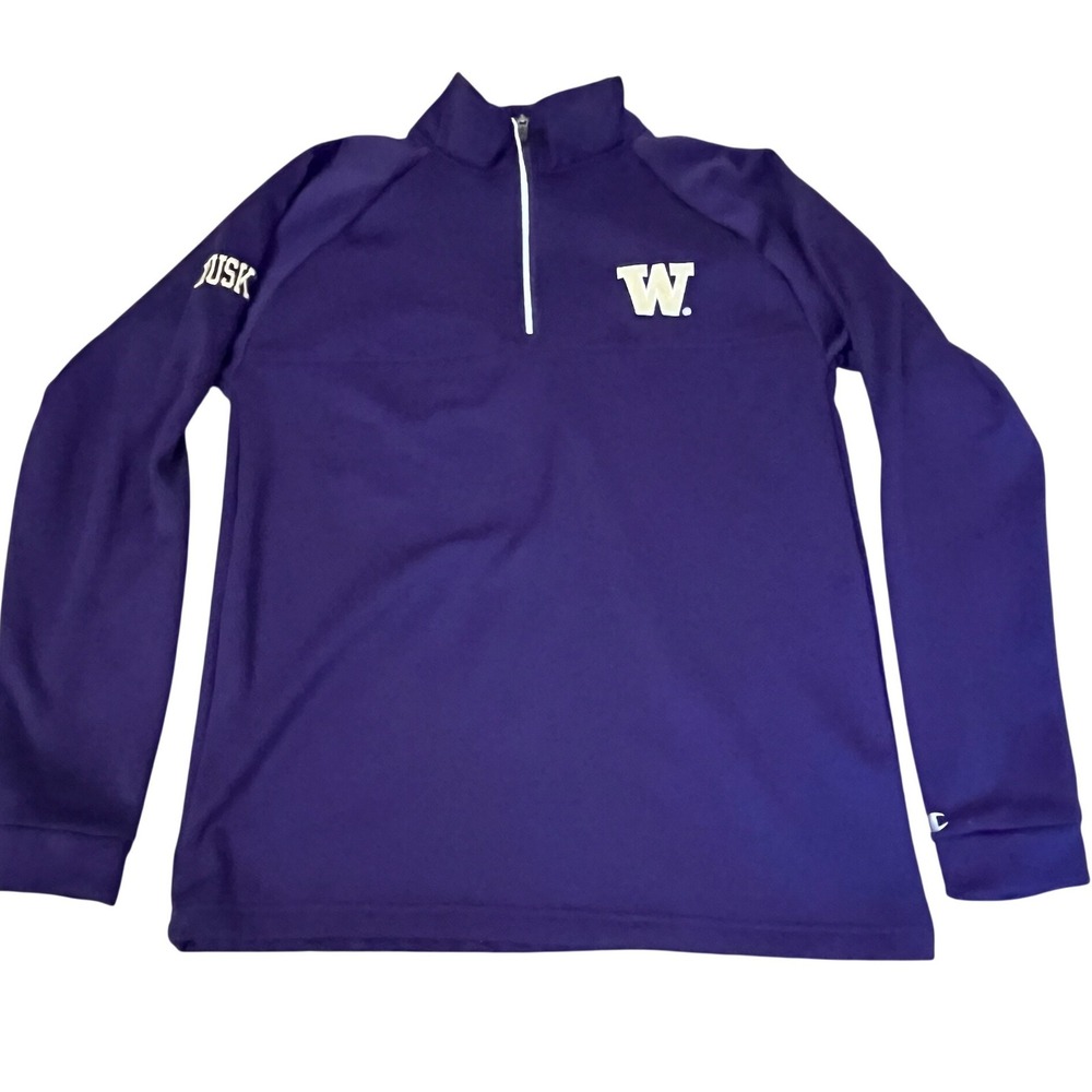 Champion Washington Huskies Quarter Zip Pullover Purple Men Sz Small NCAA W Logo